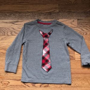 Boys Gray Long Sleeved Holiday T-Shirt with Tie